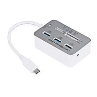 Cwxuan 10Gbps USB Type C to 3USB 3.0 Hub / SD / TF / MS / M2 Adapter / Card Reader