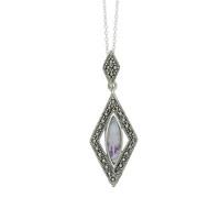 C.W Sellors Necklace Blue John And Marcasite Oval