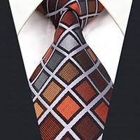 CXL10 New For Mens Extra Long Men\'s Neckties Brown Multicolor Checked 100% Silk Casual Classic Dress For Men