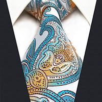 CXL4 New Extra Long Men\'s Necktie Tie Blue Orange White Paisley 100% Silk Business New Jacquard Woven For Men