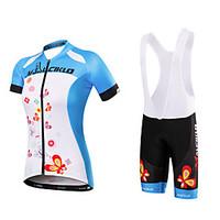 Cycling Jersey with Bib Shorts Women\'s Short Sleeve Bike Jersey Bib Tights Clothing SuitsQuick Dry Anatomic Design Moisture Permeability