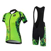 Cycling Jersey with Bib Shorts Women\'s Short Sleeve Bike Jersey Bib Tights Clothing SuitsQuick Dry Anatomic Design Water Bottle Pocket