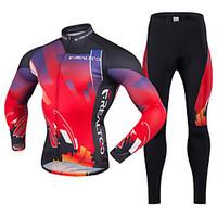 Cycling Jersey with Tights Men\'s Long Sleeve Bike Clothing SuitsQuick Dry Ultraviolet Resistant Front Zipper Breathable Lightweight