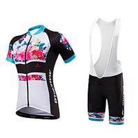 Cycling Jersey with Bib Shorts Women\'s Unisex Short Sleeve Bike Bib Shorts Sweatshirt Jersey Padded Shorts/ChamoisAnatomic Design