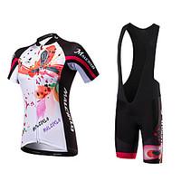 Cycling Jersey with Bib Shorts Women\'s Short Sleeve Bike Bib Tights JerseyQuick Dry Anatomic Design Ultraviolet Resistant Moisture