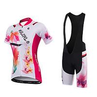 Cycling Jersey with Bib Shorts Women\'s Short Sleeve Bike Jersey Padded Shorts/Chamois Bib TightsQuick Dry Anatomic Design Ultraviolet