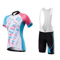 Cycling Jersey with Bib Shorts Women\'s Unisex Short Sleeve Bike Bib Tights JerseyQuick Dry Anatomic Design Moisture Permeability Front