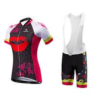 Cycling Jersey with Shorts Women\'s Short Sleeve Bike Bib Tights JerseyQuick Dry Anatomic Design Ultraviolet Resistant Moisture