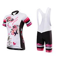 Cycling Jersey with Shorts Women\'s Short Sleeve Bike Jersey Bib TightsQuick Dry Anatomic Design Moisture Permeability High Breathability