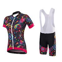 Cycling Jersey with Bib Shorts Women\'s Short Sleeve Bike Shorts Jersey Padded Shorts/Chamois Bib Tights Bottoms Clothing SuitsSpandex