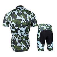Cycling Jersey with Shorts Men\'s Short Sleeve Bike Sweatshirt Quick Dry Breathable Comfortable Polyester Solid Summer Cycling/BikeArmy