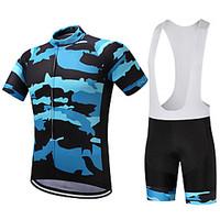 Cycling Jersey with Bib Shorts Men\'s Short Sleeve Bike Clothing Suits Quick Dry Breathable Compression Sweat-wicking Coolmax LYCRA