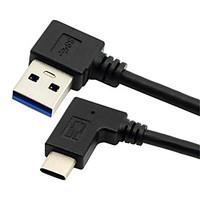 CY 90 Degree USB Type-C 3.1 to 90 Degree USB 3.0 Cable Male to Male Cable for Macbook and Tablets(0.3M)