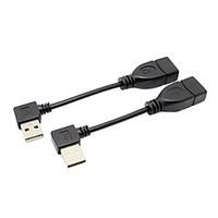 CY USB 2.0 Left and Right Angled Male USB Cable 0.1M(2 pcs)