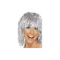 cyber tinsel wig silver metallic