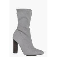 cylinder heel pointed sock boot grey
