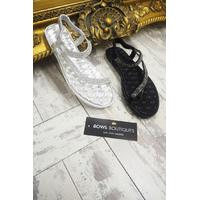 Cyra metallic asymmertic diamante sandals