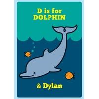 d is for dolphin personalised card