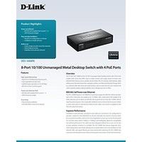 D-Link DES-1008PA 8-Port Fast Ethernet PoE Unmanaged Desktop Switch