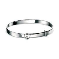 D for Diamond girls\' silver heart bangle