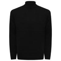 D-Struct long sleeve classic roll neck plain knitted winter casual jumper - Black