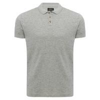 D-Struct mens short sleeve cotton rich waffle texture pattern polo shirt collar t-shirt - Grey