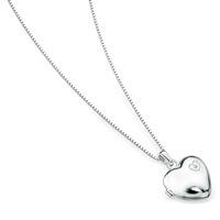 D For Diamond Sterling Silver Childs Heart Locket Necklace GK-P2548