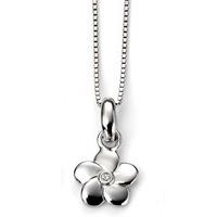 D For Diamond Silver Diamond Flower Pendant P4377