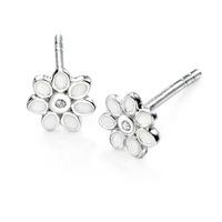 d for diamond silver diamond flower studs e4122