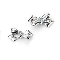 D For Diamond Sterling Silver Diamond Bow Earrings E5154