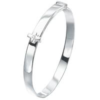 D For Diamond Silver Diamond Cross Baby Bangle GK-B775