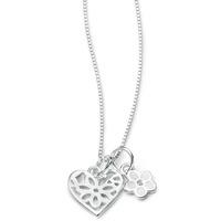 D For Diamond Silver Diamond Enamel Flower Heart Pendant P4103