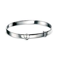 D For Diamond Sterling Silver Childs Heart Bangle