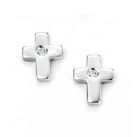 d for diamond silver diamond cross stud earrings e5156