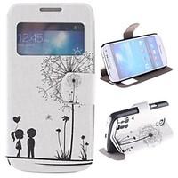Dandelion Pattern and Lovers PU Full Body Case with Window and Stand for Samsung Galaxy S4 Mini I9190