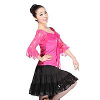 Dancewear Tulle and Viscose with Lace Latin Dance Outfit Top and Skirt For Ladies More Colors