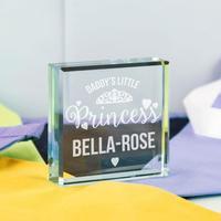 Daddys Little Princess Personalised Glass Block