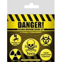 Danger! - Hazard Warning Badge Pack, x Cm, 1 x 38mm + 4 x 25mmcm