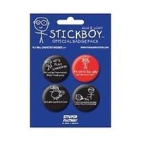David And Goliath - Stickboy - Badge Pack - Pack Of 4 X 38mm Badges - Brand New
