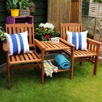 Dalby Hardwood Tete-a-tete Companion Love Seat Garden Bench & Table