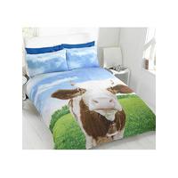 daisy cow single duvet cover pillowcase set