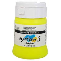 Daler Rowney System 3 Original Acrylic Paint 250ml Fluorescent Yellow