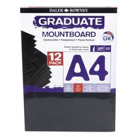 Daler Rowney A4 Graduate Mount Board Pack of 12 Black