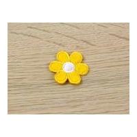 Daisy Flower Embroidered Iron On Motif Applique Yellow & White