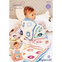 Daisy Square Blanket and Baby Bib in Stylecraft Special DK & Classique (9156)