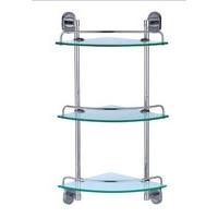 Dart Three Glass Corner Shelves with Chrome Wall Unit