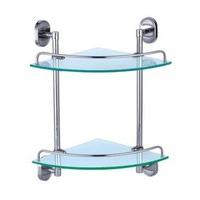 Dart Double Round Corner Glass Shelves with Chrome Wall Unit