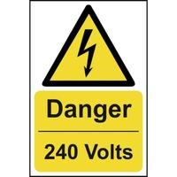 Danger 240 volts - Self Adhesive Sticky Sign (200 x 300mm)
