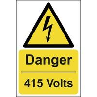 danger 415 volts self adhesive sticky sign 200 x 300mm