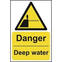 danger deep water sign self adhesive sticky sign 200 x 300mm